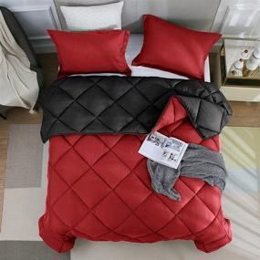 img 1 attached to 🛏️ WENERSI Reversible Comforter Set: Queen Size, Black & Red, 3-Piece Down Alternative Duvet Insert with 2 Pillow Shams – All-Season Bedding with 8 Corner Tabs (90x90inches)