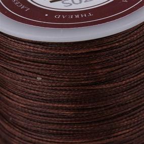 img 1 attached to 🧵 Polyester Leather Sewing Thread Cord - 120m Brown Round Waxed Cord, 0.5mm Diameter for DIY Handicrafts.