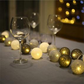 img 3 attached to 🌟 Fairy Lights Starry LED String Lights - Set of 20 Indoor/Outdoor Cotton Ball Warm Lighting Garland for Bedroom, Wedding Party, Home, Christmas, Halloween, Garden - Battery Powered, Gray