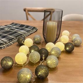 img 4 attached to 🌟 Fairy Lights Starry LED String Lights - Set of 20 Indoor/Outdoor Cotton Ball Warm Lighting Garland for Bedroom, Wedding Party, Home, Christmas, Halloween, Garden - Battery Powered, Gray