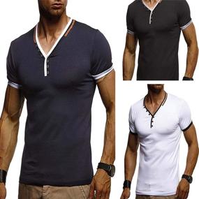 img 1 attached to 👕 Casual Henley Shirts: Stylish Sleeve T-Shirt for Men's Clothing