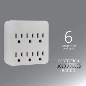 img 3 attached to 🔌 Улучшенная защита с GE Pro 6-Outlet Extender Surge Protector & Charging Station: автоматическое отключение, 1020 Джоулей, сертифицировано UL - серый