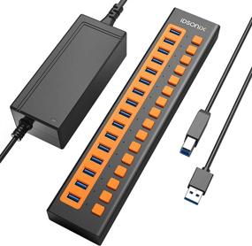 img 4 attached to 🔌 iDsonix USB 3.0 Hub, 16-Port Powered USB Hub with Fast Charge BC1.2 (5V2.4A), 5Gbps High Speed Transfer, Individual Switches, Aluminum Alloy USB Splitter for Laptop, PC, HDD, SSD and More