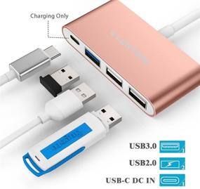 img 3 attached to 🌸 LENTION 4-in-1 USB-C Hub for MacBook Pro 13/15/16, Mac Air, ChromeBook - Multiport Adapter in Rose Gold