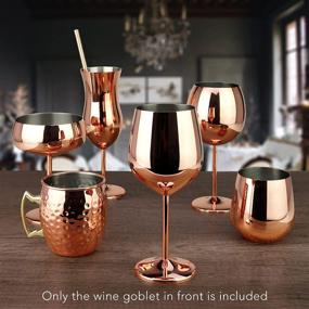 img 2 attached to 🍷 Set of 4 Stainless Steel Wine Glasses - 18.5 oz - Stemmed Design - Copper/Rose Gold Finish