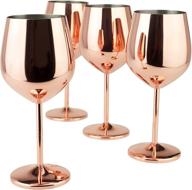 🍷 set of 4 stainless steel wine glasses - 18.5 oz - stemmed design - copper/rose gold finish logo