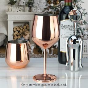 img 1 attached to 🍷 Set of 4 Stainless Steel Wine Glasses - 18.5 oz - Stemmed Design - Copper/Rose Gold Finish