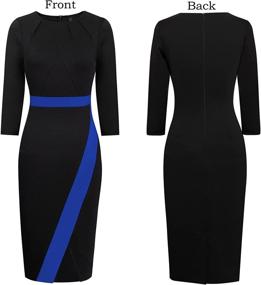 img 1 attached to 👗 VFshow Women's Pleated Crew Neck Peplum Work Office Business Bodycon Pencil Dress