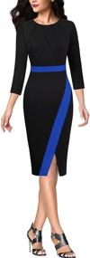 img 3 attached to 👗 VFshow Women's Pleated Crew Neck Peplum Work Office Business Bodycon Pencil Dress