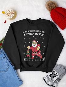 img 1 attached to 🎅 I Touch My Elf Funny Ugly Christmas Sweater Men's Long Sleeve Sweatshirt Shirt