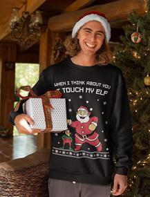 img 2 attached to 🎅 I Touch My Elf Funny Ugly Christmas Sweater Men's Long Sleeve Sweatshirt Shirt
