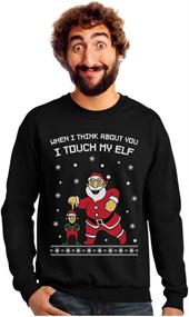 img 4 attached to 🎅 I Touch My Elf Funny Ugly Christmas Sweater Men's Long Sleeve Sweatshirt Shirt
