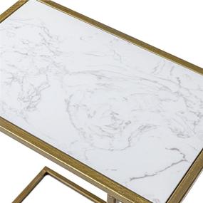 img 2 attached to 🍶 Marble Top Rectangle C-Shaped Snack Side Table Slide Under Couch – Perfect for Sofa, Coffee, Laptop, Living Room, Bedroom, Small Space – Dimensions: 19&#34; L x 12&#34; W x 24&#34; H
