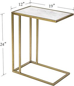 img 3 attached to 🍶 Marble Top Rectangle C-Shaped Snack Side Table Slide Under Couch – Perfect for Sofa, Coffee, Laptop, Living Room, Bedroom, Small Space – Dimensions: 19&#34; L x 12&#34; W x 24&#34; H