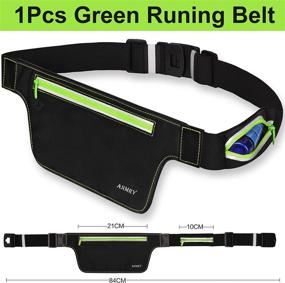 img 3 attached to 🏃 ANMRY Slim Running Belt - Adjustable Zipper Pockets, Fits iPhone X-Xs, Galaxy S10-S7 - Ideal Sports Fitness Waist Pouch for Runners, Men, Women (1 Pcs Green)