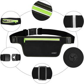 img 2 attached to 🏃 ANMRY Slim Running Belt - Adjustable Zipper Pockets, Fits iPhone X-Xs, Galaxy S10-S7 - Ideal Sports Fitness Waist Pouch for Runners, Men, Women (1 Pcs Green)