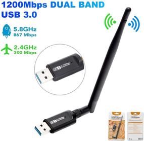 img 3 attached to TEROW 1200M USB WiFi адаптер: двухдиапазонная 2,4 ГГц/300 Мбит 5 ГГц/867 Мбит беспроводная сетевая карта с поддержкой USB 3.0 для игр и высокоскоростного подключения к Интернету на Windows/Linx/Mac.