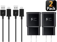 🔌 2 pack bace adaptive fast wall charger & micro usb cables for samsung galaxy s7/s7 edge/s6/s6 edge, lg g2/g3/g4 (black) logo