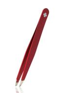 🔴 rubis hair tweezers - classic slanted tip stainless steel tweezers for eyebrow plucking, facial hair removal, moustache grooming, and more - achieve perfectly sculpted eyebrows with ease (red) logo