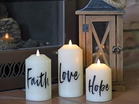 img 2 attached to 🕯️ Christian Christmas Gift for Women: Battery Operated Flickering Flameless Candles with Timer. Faith, Hope and Love Inspirational Religious Home Decor for Living Room, Bathroom, or Bedroom.