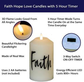 img 3 attached to 🕯️ Christian Christmas Gift for Women: Battery Operated Flickering Flameless Candles with Timer. Faith, Hope and Love Inspirational Religious Home Decor for Living Room, Bathroom, or Bedroom.