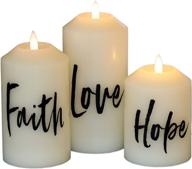 🕯️ christian christmas gift for women: battery operated flickering flameless candles with timer. faith, hope and love inspirational religious home decor for living room, bathroom, or bedroom. логотип