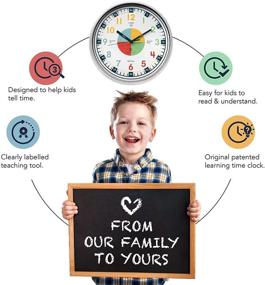 img 3 attached to 🕑 Owlconic Telling Time Teaching Clock - Kids Room, Playroom Analog Silent Wall Clock. Visual Learning Clock Time Resource. An Excellent Educational Tool for Homeschool, Classroom, Teachers, and Parents to Aid Learning.