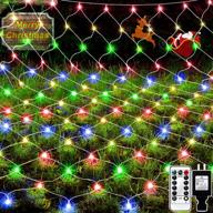 🎄 hezbjiti outdoor christmas net lights decorations - 200 led 9.8ft x 6.6ft tree wrap string lights with 8 modes remote control - fairy twinkle string lights for lawn bush party yard garden decor (multicolor) logo