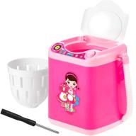 makeup washing machine: mini automatic brush cleaner device for sponge, powder puff - deep cleaning tool (pink & white) logo