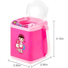 img 2 attached to Makeup Washing Machine: Mini Automatic Brush Cleaner Device for Sponge, Powder Puff - Deep Cleaning Tool (Pink & White)