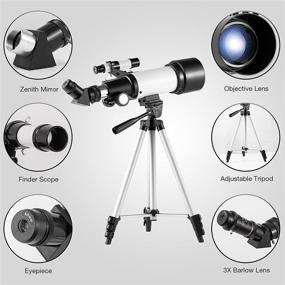 img 2 attached to 🔭 FREE SOLDIER 70mm Aperture Telescope - Professional Astronomy Scope for Kids and Adults with 400mm Focal Length, Smartphone Adapter, Carry Bag, Adjustable Tripod - White