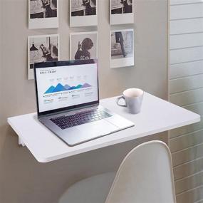 img 3 attached to 🪑 Yescom White Floating Folding Desk 24"x16" - Wooden PC Study Drop Leaf Table with 50lbs Weight Capacity