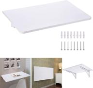 🪑 yescom white floating folding desk 24"x16" - wooden pc study drop leaf table with 50lbs weight capacity логотип