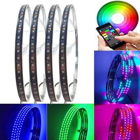img 4 attached to NBWDY 4Pcs 15.5 inch Dancing/Chasing Color LED Wheel Ring Lighting Kits: RGB Dream Color 288LEDs, APP Controller, for Jeep Car Truck SUV Jeep Pickup