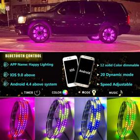 img 3 attached to NBWDY 4Pcs 15.5 inch Dancing/Chasing Color LED Wheel Ring Lighting Kits: RGB Dream Color 288LEDs, APP Controller, for Jeep Car Truck SUV Jeep Pickup