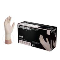 🧤 gloveworks ivory latex gloves, box of 100, size medium, 4 mil, powder free, textured, disposable (tlf44100-bx) logo