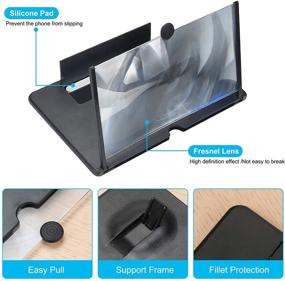 img 1 attached to 14-inch Phone Screen Magnifier, Foldable Stand Holder, 3D HD Screen Projector for Movies, Videos, Gaming, and Readings, Compatible with All Phones (Black)