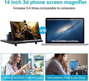 img 3 attached to 14-inch Phone Screen Magnifier, Foldable Stand Holder, 3D HD Screen Projector for Movies, Videos, Gaming, and Readings, Compatible with All Phones (Black)