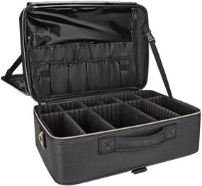 img 4 attached to Relavel Extra Large Makeup Bag - Professional Travel Cosmetic Bag with Adjustable Straps and Dividers