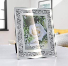 img 1 attached to 💎 Sparkling Crystal Silver Glass Crush Diamond Mirror Photo Frame - Set of 2 | Picture Size 5x7 inch | Tabletop & Wall Mount Frames