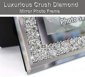 img 2 attached to 💎 Sparkling Crystal Silver Glass Crush Diamond Mirror Photo Frame - Set of 2 | Picture Size 5x7 inch | Tabletop & Wall Mount Frames