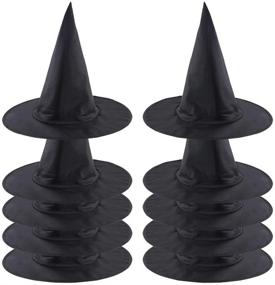 img 4 attached to 🎩 QBSM 10-Pack Black Witch Hats for Women and Kids - Halloween Costume Party Decoration Accessories and Wizard Hat