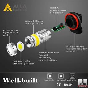 img 1 attached to 🚙 Alla Lighting Ice Blue LED Fog Lights Bulbs - H8 H16 H11, 8000K, 2800 Lumens, Xtreme Super Bright, COB-72 SMD, 12V DRL Replacement for Cars, Trucks