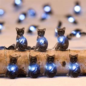 img 2 attached to Impressive Life Halloween Party Decoration String Lights, Black Cat Pet 10 ft Silver Wire 40 LEDs Battery Operated with Dimmer Remote & Timer - Perfect for Indoor, Covered Outdoor, Parties, Mantle Fireplace, Bed