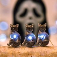 impressive life halloween party decoration string lights, black cat pet 10 ft silver wire 40 leds battery operated with dimmer remote & timer - perfect for indoor, covered outdoor, parties, mantle fireplace, bed логотип