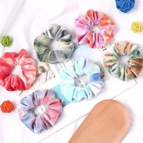 img 1 attached to 🌈 ZOCONE Tie Dye Scrunchies: 15 PCS Velvet Gradient Color Hair Accessories Set for Women and Girls