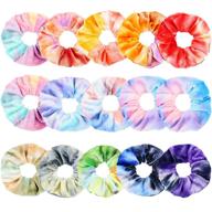 🌈 zocone tie dye scrunchies: 15 pcs velvet gradient color hair accessories set for women and girls logo