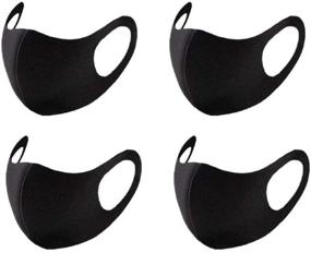 img 2 attached to Washable Mask 1 Layer: Ultralight & Breathable Spandex Material - Black (4 Pack)