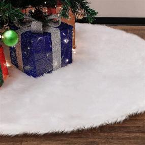 img 1 attached to 🎄 Yuboo Mini White Fur Christmas Tree Skirt - 24 Inches Fluffy Small Xmas Tree Mat for Slim Pencil Table Tree Decorations, Luxury Holiday Party Accessory
