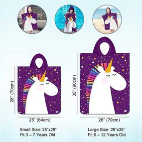 img 1 attached to 🦄 Colorful Star Kids Beach Towel Unicorn Pattern Sand Proof Hooded Changing Poncho: Quick-Dry Velvet Changing Robe Purple Toddler Swim Cover Up for Girls & Boys - Little Pony 25"x28